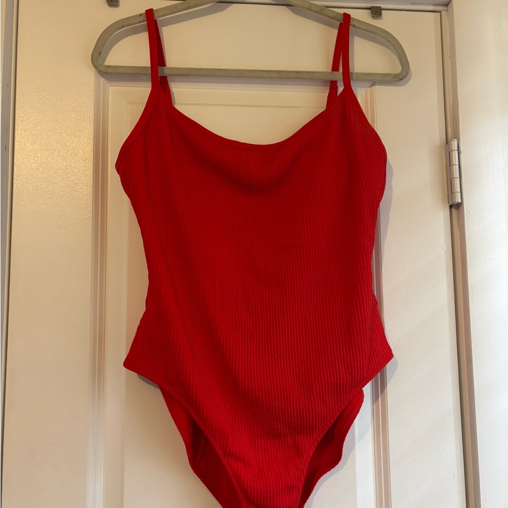 Aerie Red Ribbed One Piece Swimsuit NEW WITHOUT TAGS NEVER WORN